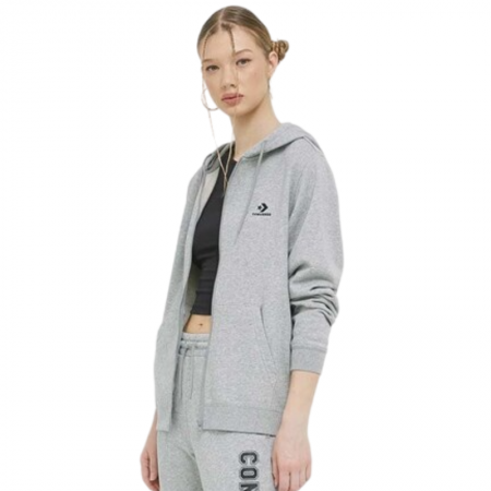 CONVERSE GO-TO EMBROIDERED STAR CHEVRON ZIP HOODIE-Grey