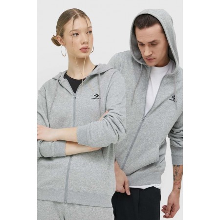 CONVERSE GO-TO EMBROIDERED STAR CHEVRON ZIP HOODIE-Grey