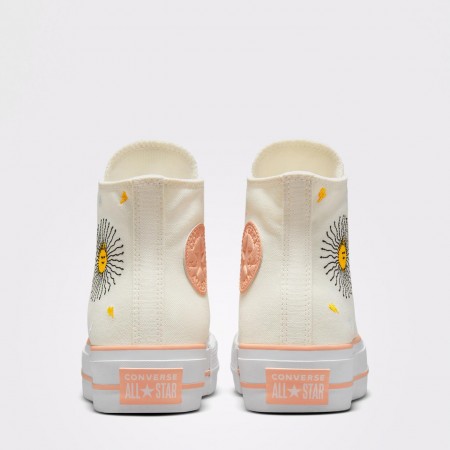  Chuck Taylor All Star Lift Platform Floral Embroidery-Egret/Cheeky Coral/White