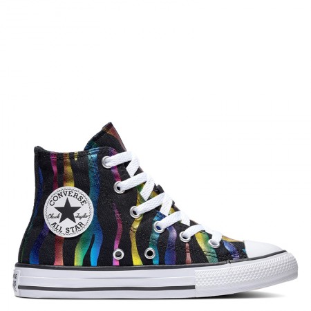 CONVERSE YOUTH CHUCK TAYLOR ALL STAR HI TOP RAINBOW ZEBRA/BLACK