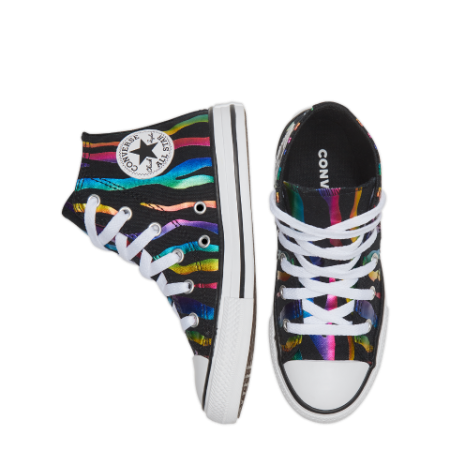 CONVERSE YOUTH CHUCK TAYLOR ALL STAR HI TOP RAINBOW ZEBRA/BLACK