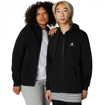 CONVERSE GO-TO EMBROIDERED STAR CHEVRON Full-Zip Hoodie-Black